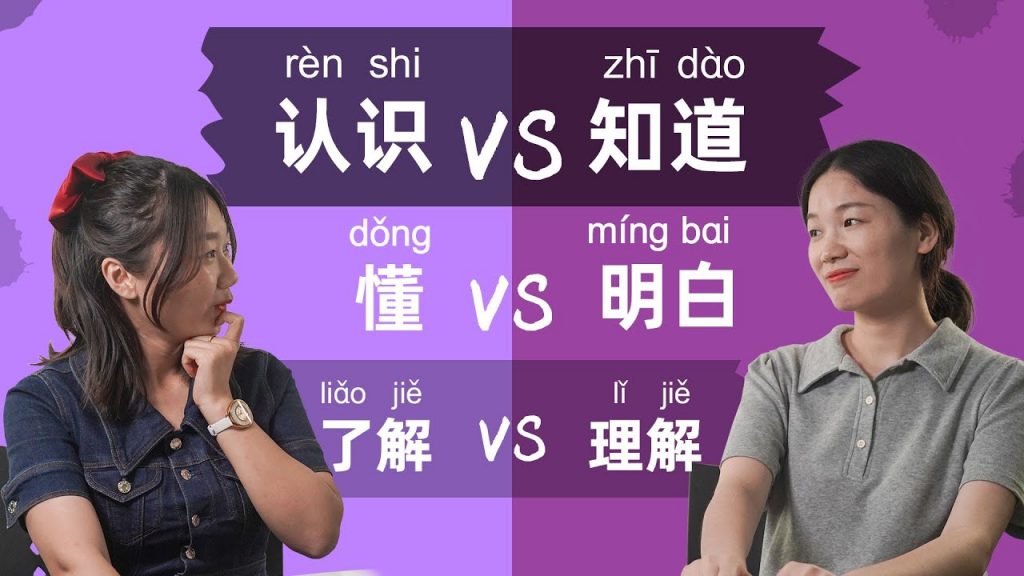 Chinese Grammar: 认识 VS 知道, 懂 VS 明白, 了解 VS 理解